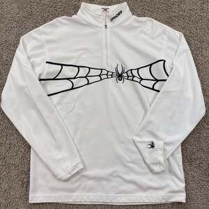 Spyder Spider Web Quarter Zip Ski Pullover Mens Large Vintage Alpine EUC